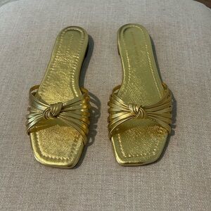 Loeffler Randall Gold Slide Sandals